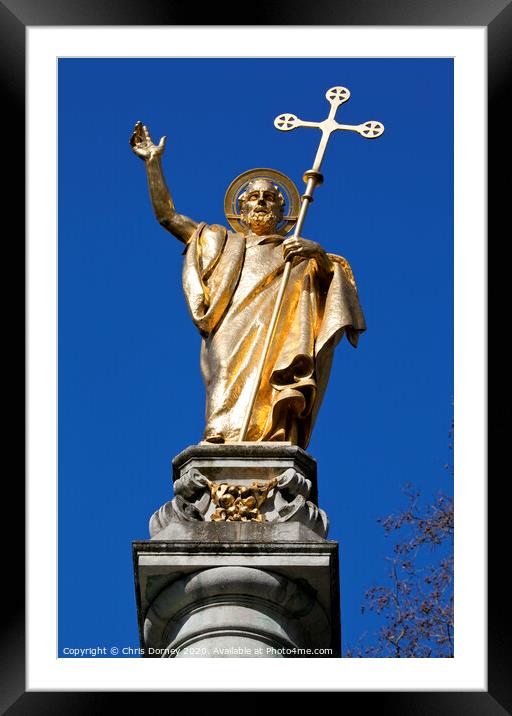 Saint Paul Statue at St. Pauls Cathedral in London Framed Mounted Print by Chris Dorney