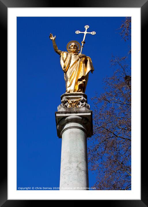 Saint Paul Statue at St. Pauls Cathedral in London Framed Mounted Print by Chris Dorney