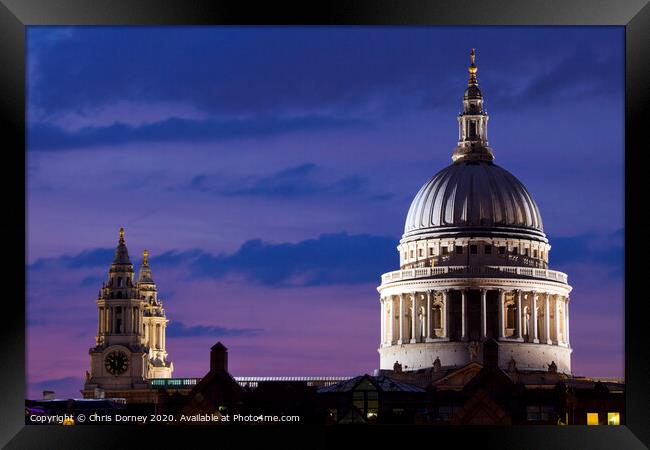 St. Paul's Cathedral at Dusk Framed Print by Chris Dorney