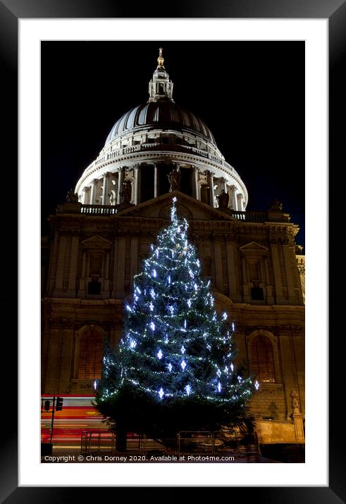 St. Paul's Cathedral at Christmas Framed Mounted Print by Chris Dorney