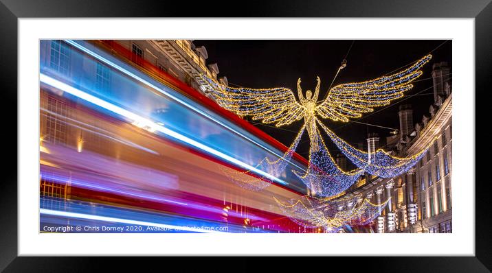 Regent Street Christmas Lights in London Framed Mounted Print by Chris Dorney