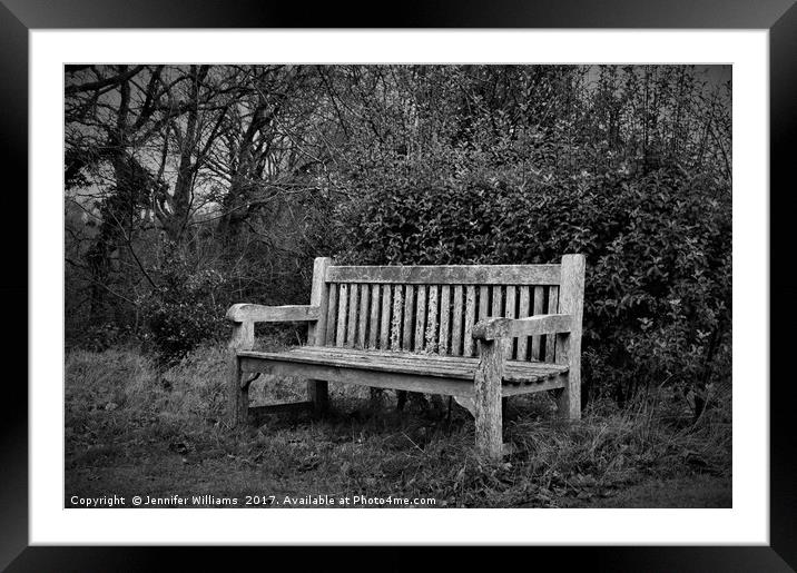 LONELY BENCH Framed Mounted Print by Jennifer Williams