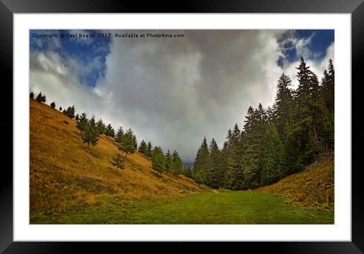 big cloud and the valley Framed Mounted Print by Paul Boazu