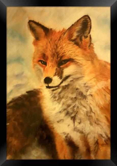 Pastel painting of a Fox Framed Print by Linda Lyon