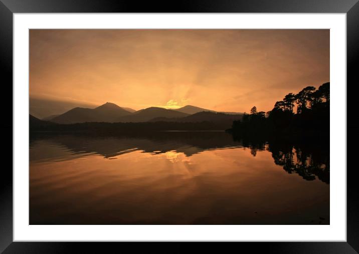 Sunset Derwentwater Framed Mounted Print by Linda Lyon