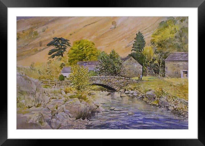 Watendlath Watercolour print   small size Framed Mounted Print by Linda Lyon