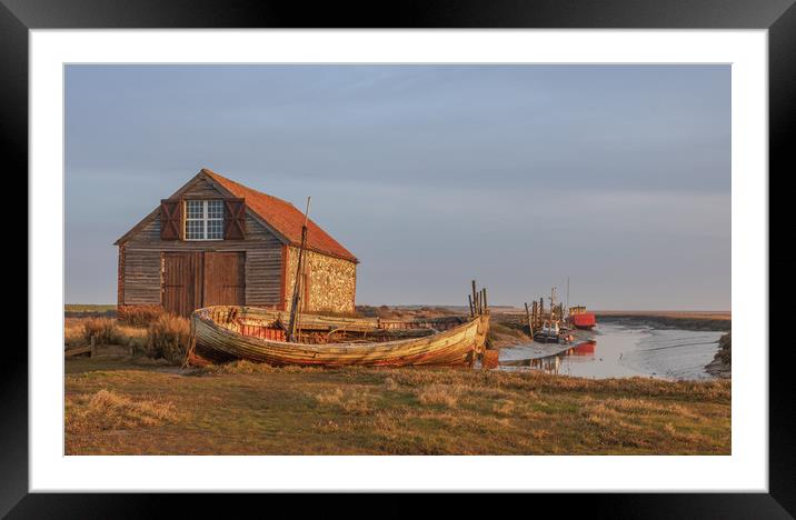 Thornham Staithe coal shed at sunrise Framed Mounted Print by Graeme Taplin Landscape Photography
