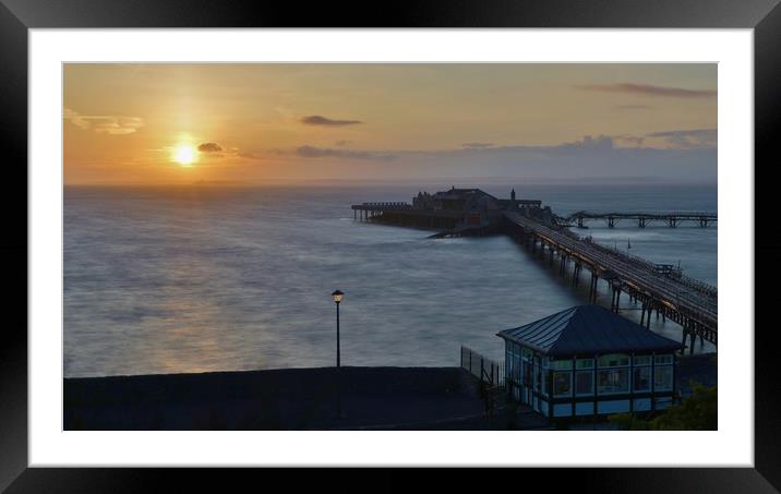 Birnbeck Pier at sunset                            Framed Mounted Print by John Iddles