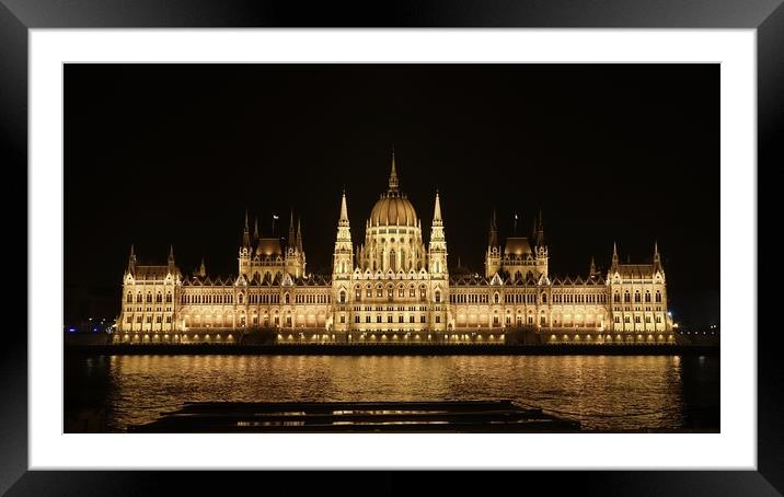 The Hungarian Parliament building at night         Framed Mounted Print by John Iddles