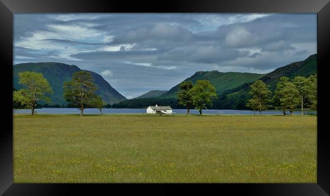Lonely cottage on Buttermere                       Framed Print by John Iddles