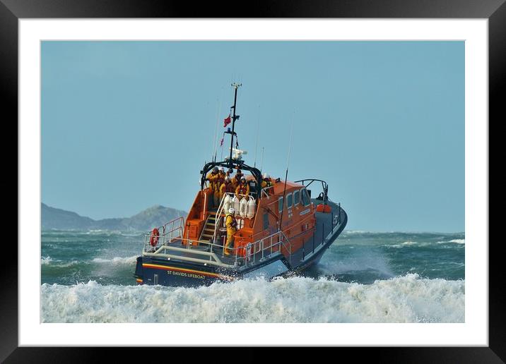St Davids Lifeboat Framed Mounted Print by John Iddles