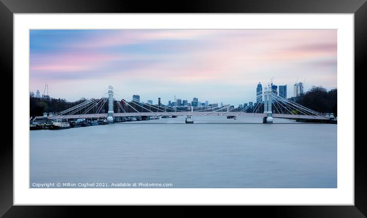 Albert Bridge at sunrise Framed Mounted Print by Milton Cogheil