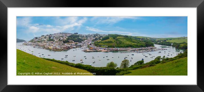 Panoramic view of Salcombe town and harbour Framed Mounted Print by Milton Cogheil