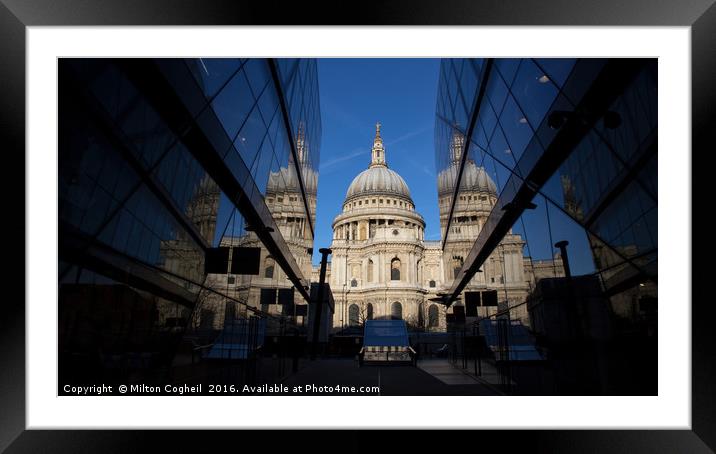 St Paul's Cathedral - Reflections Framed Mounted Print by Milton Cogheil