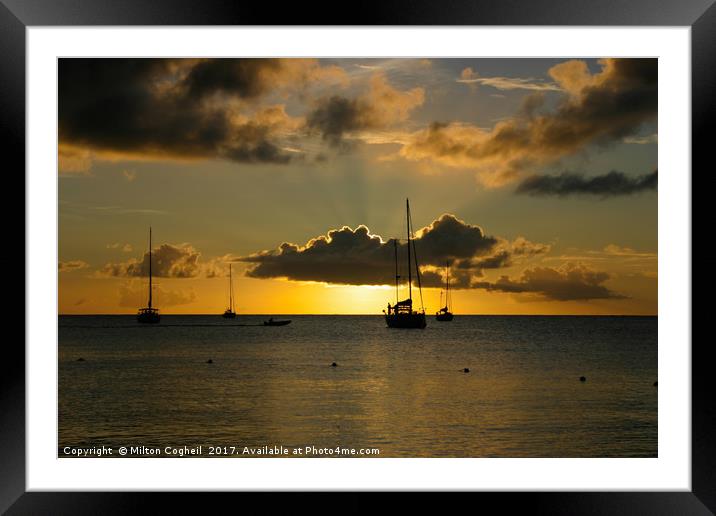 St Lucia Sunset 2 Framed Mounted Print by Milton Cogheil