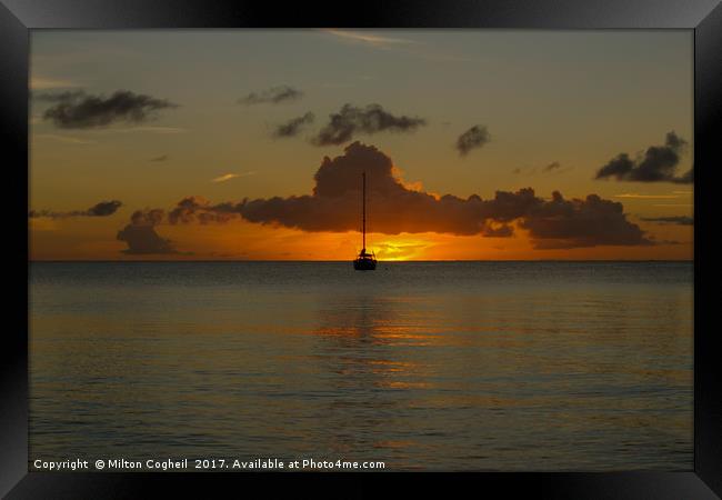 St Lucia Sunset 3 Framed Print by Milton Cogheil