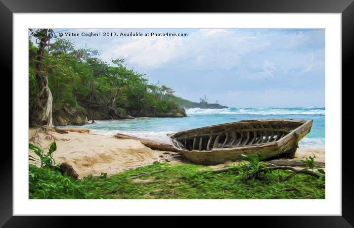 Beach in Port Antonio 1 - Digital Art Framed Mounted Print by Milton Cogheil