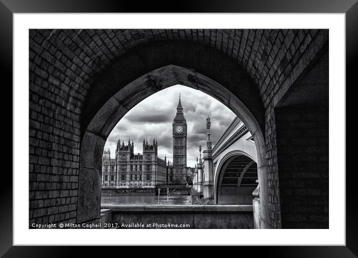 Big Ben, Westminster, London - B&W Framed Mounted Print by Milton Cogheil