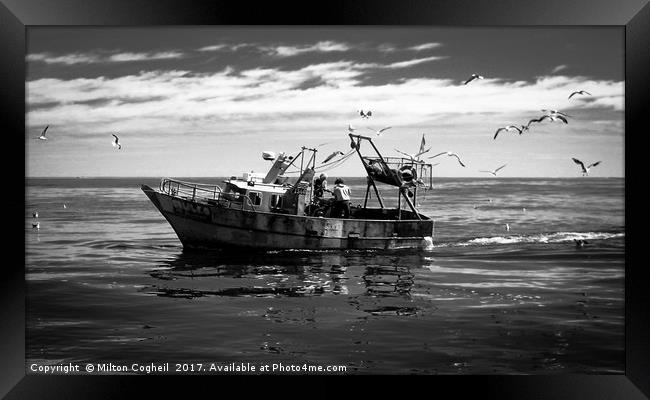 Argentine Fishing Boat - B&W Framed Print by Milton Cogheil