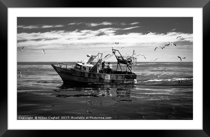 Argentine Fishing Boat - B&W Framed Mounted Print by Milton Cogheil