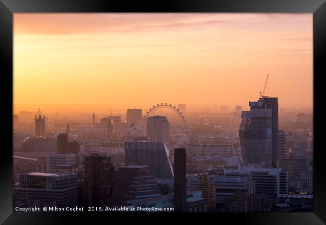 London cityscape at sunset Framed Print by Milton Cogheil