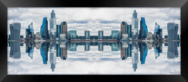 Double mirror effect London skyline Framed Print by Milton Cogheil