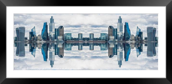 Double mirror effect London skyline Framed Mounted Print by Milton Cogheil