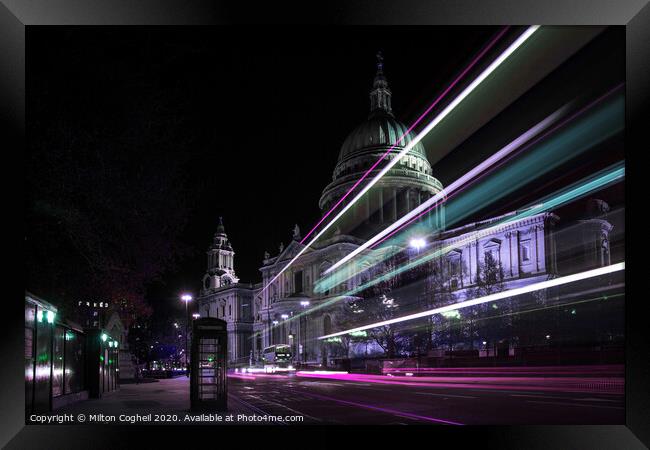 Magical, Enchanting St Paul's Cathedral At Night Framed Print by Milton Cogheil