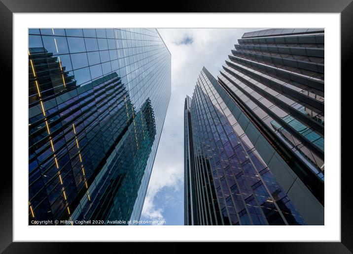 London's financial district skyscrapers Framed Mounted Print by Milton Cogheil