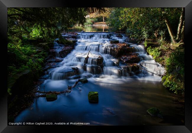 Carshalton Ponds Waterfall Framed Print by Milton Cogheil