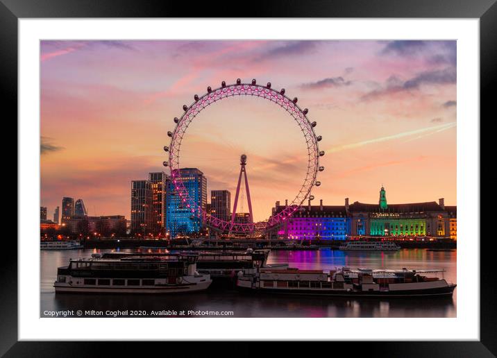The London Eye at sunrise Framed Mounted Print by Milton Cogheil