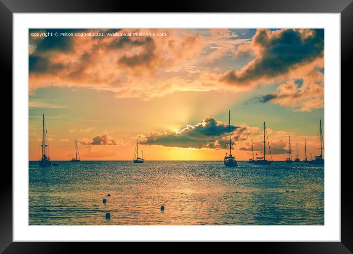 Sunset at Rodney Bay, St Lucia Framed Mounted Print by Milton Cogheil