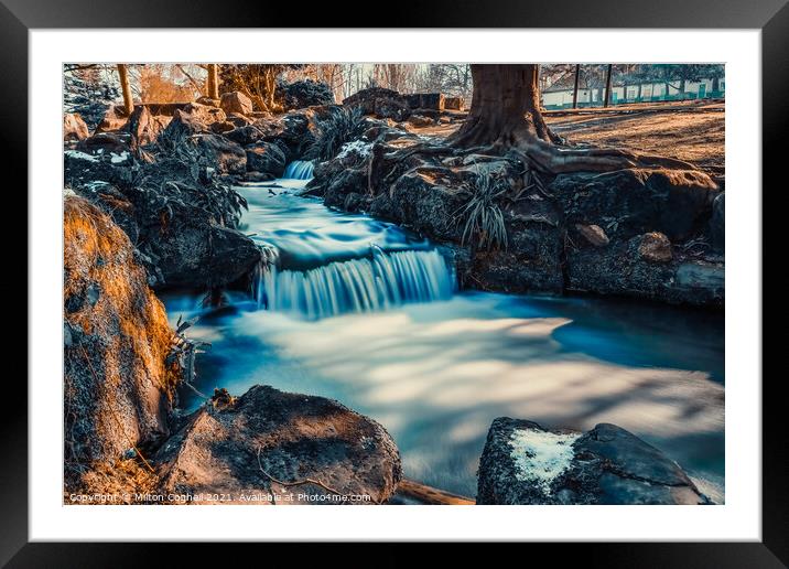 Long exposure of Beddington Park waterfall Framed Mounted Print by Milton Cogheil