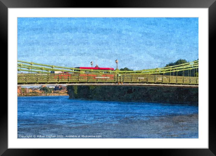 Hammersmith Bridge over the River Thames - oil pai Framed Mounted Print by Milton Cogheil