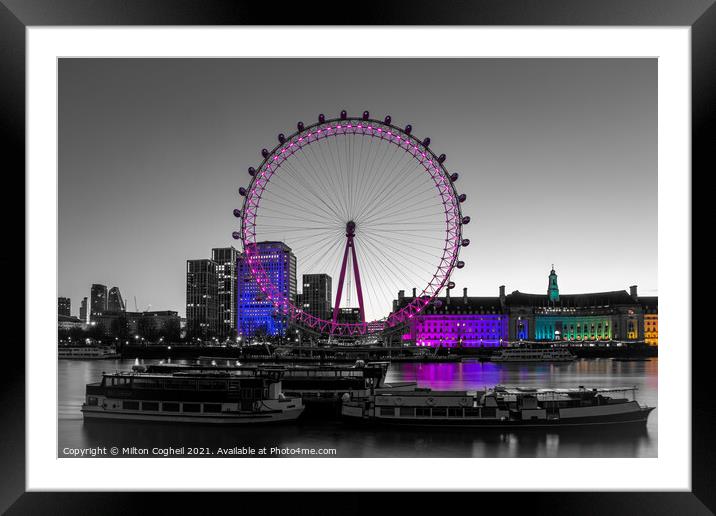 The London Eye at sunrise - Colour Pop Framed Mounted Print by Milton Cogheil