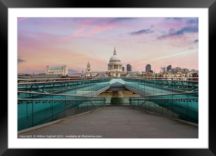 Millennium Bridge at Sunset Framed Mounted Print by Milton Cogheil