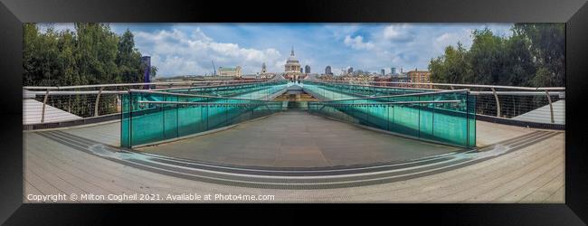 Millennium Bridge Panorama Framed Print by Milton Cogheil
