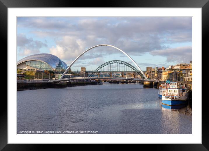 Gateshead Millennium Bridge over the River Tyne Framed Mounted Print by Milton Cogheil