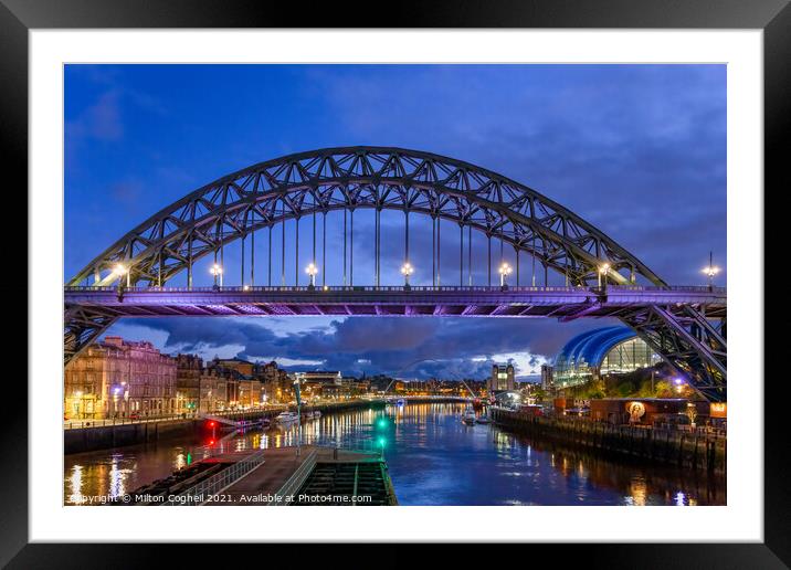 Tyne Bridge and the River Tyne Framed Mounted Print by Milton Cogheil
