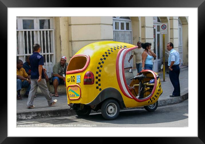 Yellow cocotaxi Framed Mounted Print by Milton Cogheil