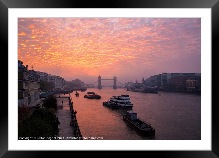 Fire Sky Above London Framed Mounted Print by Milton Cogheil