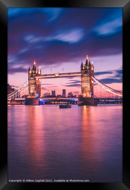 Tower Bridge at Twilight Framed Print by Milton Cogheil