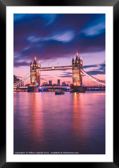 Tower Bridge at Twilight Framed Mounted Print by Milton Cogheil