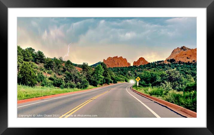 Garden of the Gods Lightning Strike Framed Mounted Print by John Chase