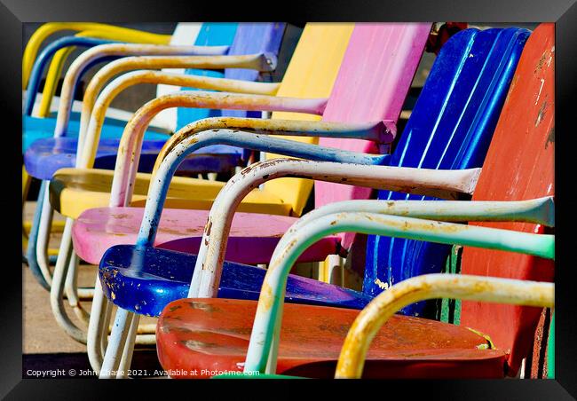 Colorful Chairs #1, 2020 Framed Print by John Chase