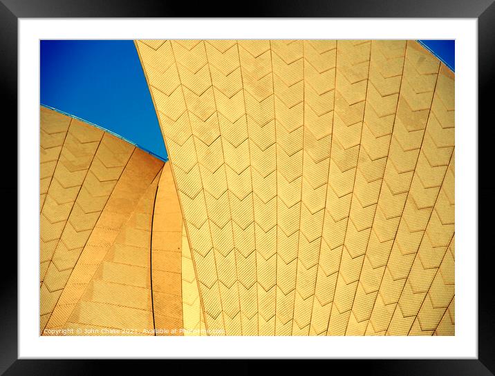 Sydney Opera House in Yellow Framed Mounted Print by John Chase