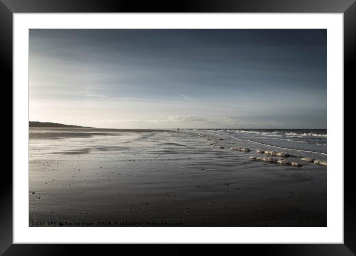 Lone Walker at Holme Next the Sea, Norfolk Framed Mounted Print by Nichol Pope