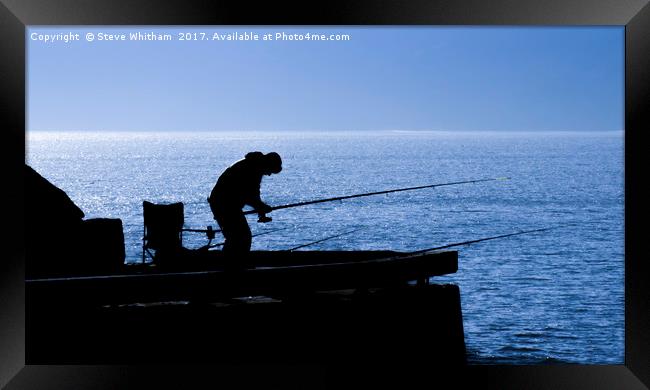 Early morning fishing off Scarborough harbour. Framed Print by Steve Whitham
