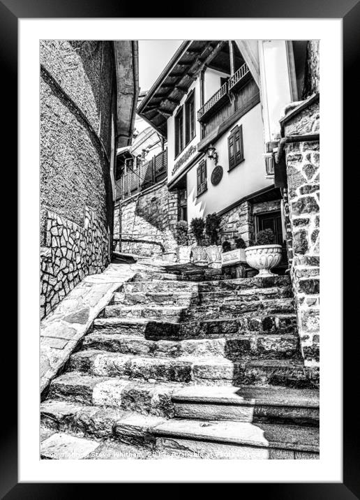 Twisting steps and backstreets, Veliko Tarnovo  Framed Mounted Print by Steve Whitham