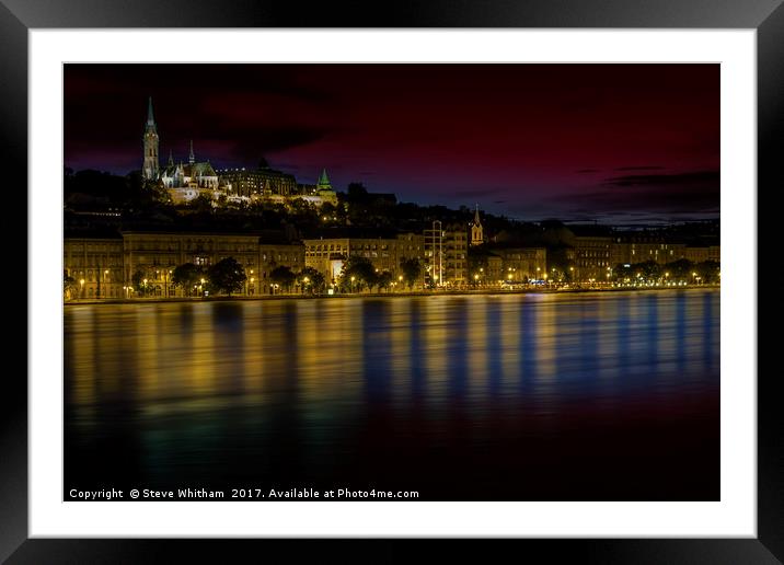 River Danube and Matthias Church, Budapest. Framed Mounted Print by Steve Whitham
